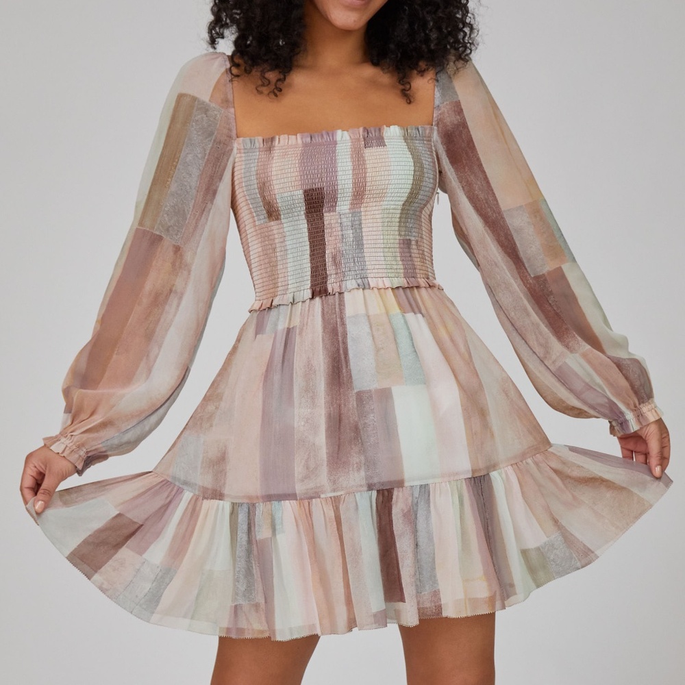 Aritzia Wilfred Tempest Dress in in Heirloom Pink/Sage Frost